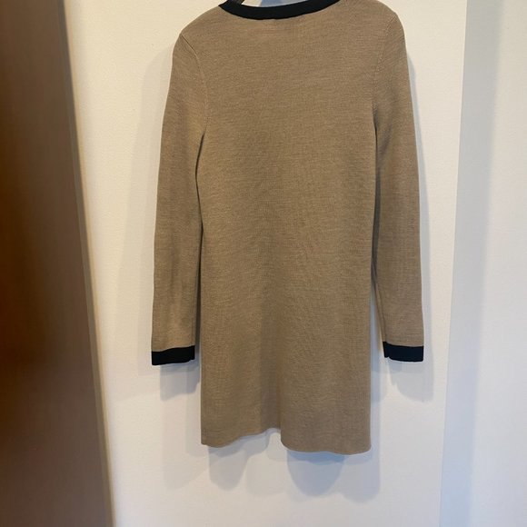 Ann Taylor Contrast Trim Longline Cardigan Black Tan Size XS - Picture 2 of 11